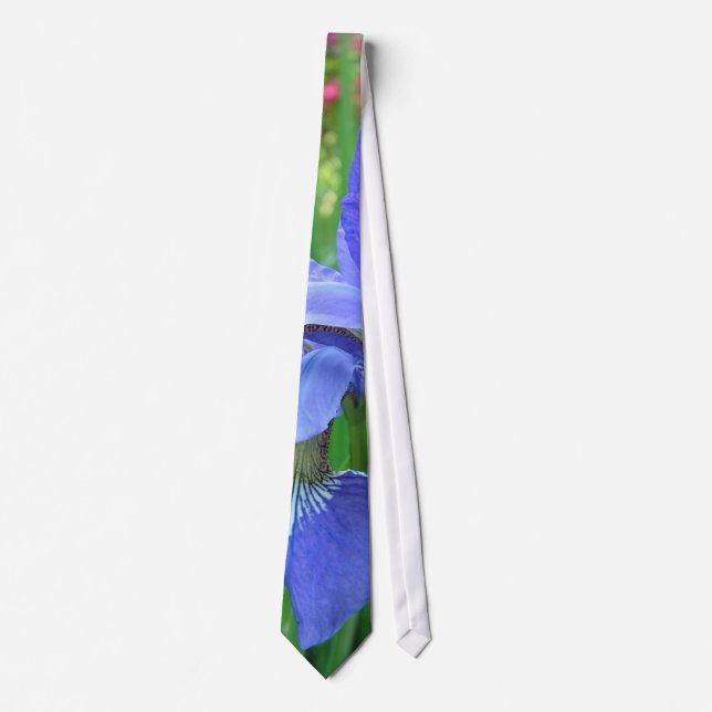 Cravate tied floral iris bleu (Devant)