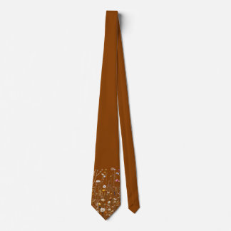 Cravate Tied Floral Moderne Terreux Brun de Fleur Sauvage