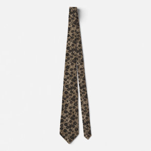 Cravate Tied floral neutre marron et noir Fleurs modernes 