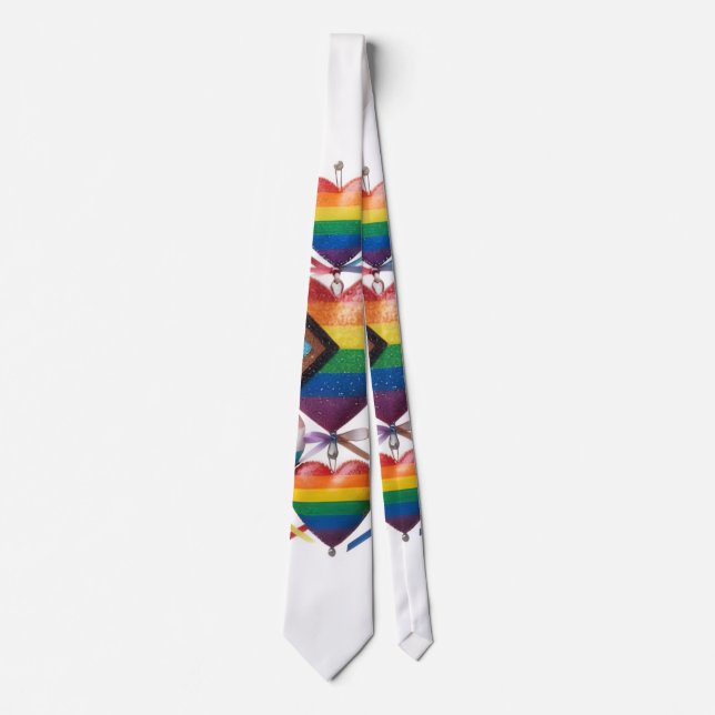 Cravate Tied Multi Couleurs en Forme de Cœur (Devant)