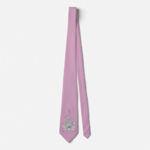 Cravate Tiedot de Lotus et Serpent en Rose