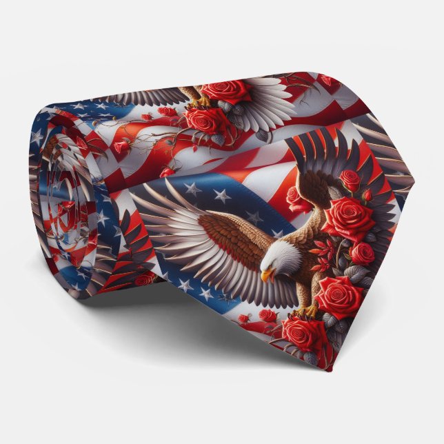 Cravate Tiedrayon de drapeau américain patriotique (Roulé)