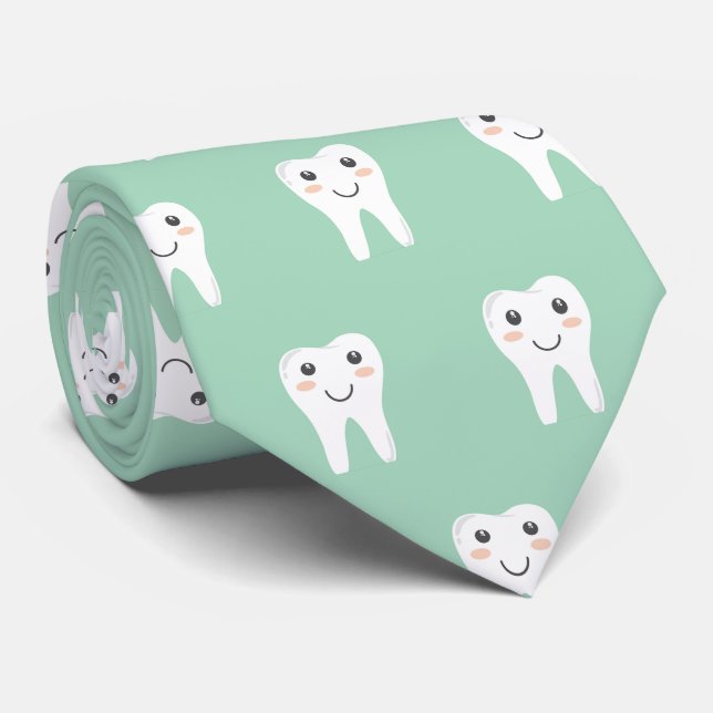 Cravate Ties de cou vert sauge pour dentiste dents dentair (Roulé)