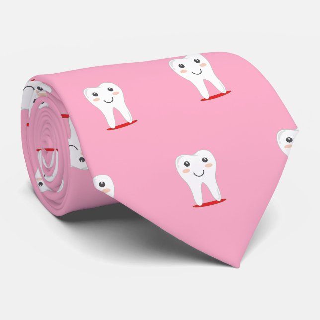 Cravate Ties Dentaires Dentiste Dents Rose (Roulé)