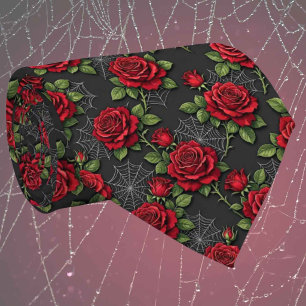 Cravate Ties gothiques Roses Rouges et Toiles d'Araignée p