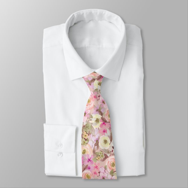 Cravate Ties magenta col rose en pleine floraison (Attaché)
