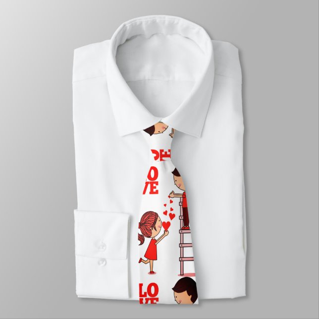 Cravate Ties pour hommes conçus couple coeurs rouges (Attaché)