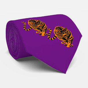 Cravate Tiger Design Orange/Black Team Mascot Necktie