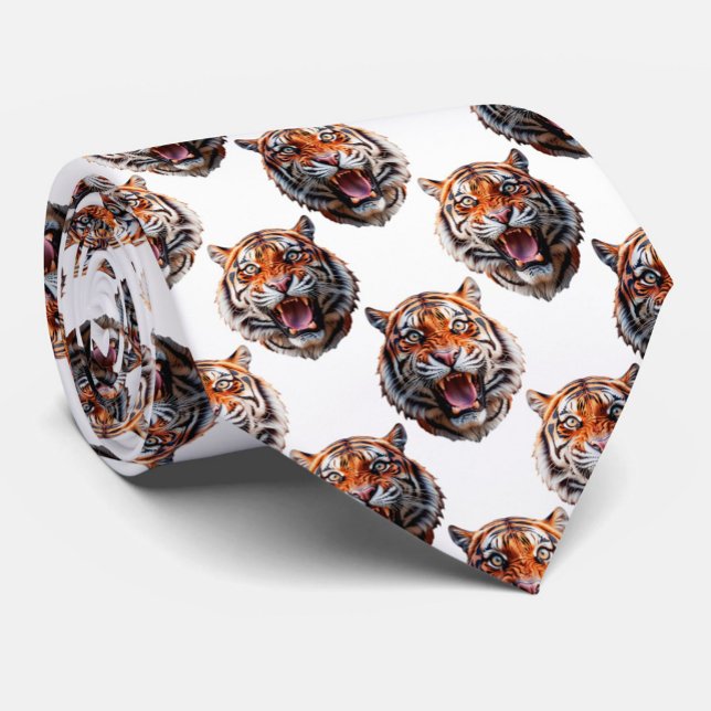 Cravate Tiger Head Pattern Design - White   (Créateur téléchargé)