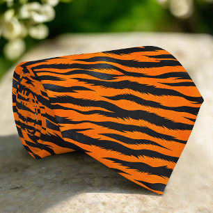 Cravate Tiger Stripes Motif sans couture Faux Cuir Animal