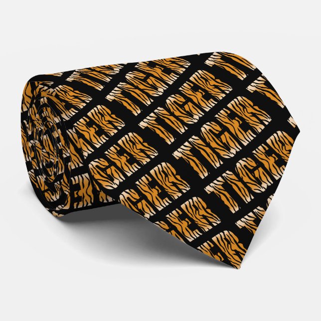 Cravate Tiger Texte Tiger Imprimer Équipe Mascotte Necktie (Roulé)