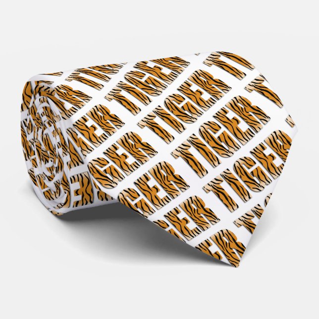 Cravate Tiger Texte Tiger Imprimer Équipe Mascotte Necktie (Roulé)