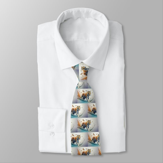 Cravate Tigre avec papillons (Attaché)