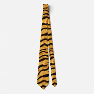 Cravate Tigre doré ondulé rayures sauvages aspect fourrure