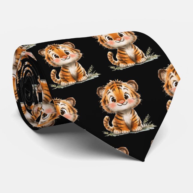 Cravate Tigre Mignon Tie Kawaii pour le Cou (Roulé)