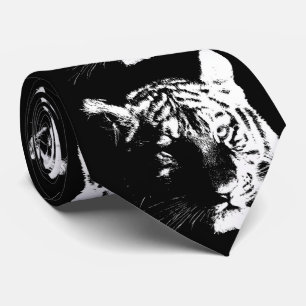 Cravate Tigre noir et blanc Pop Art
