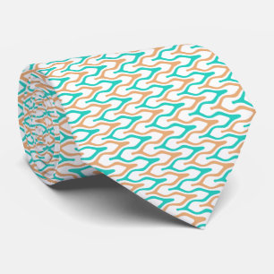 Cravate Tirages de style Chevron Turquoise et Beige