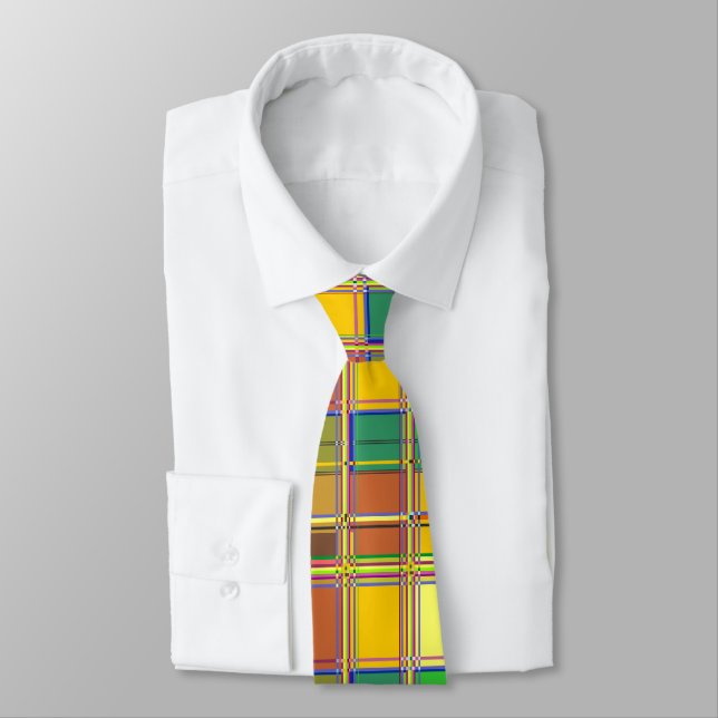 Cravate Tissu Coloré Madras Tartan des Caraïbes (Attaché)