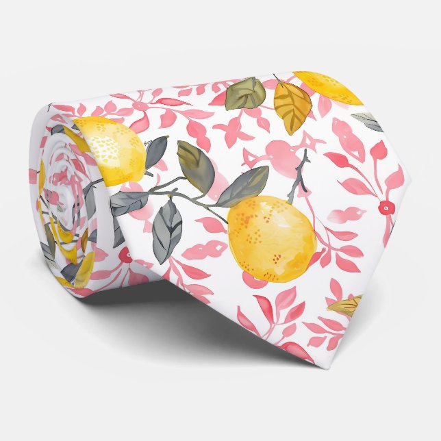 Cravate Tissu Motif Citron pour Homme  (Roulé)
