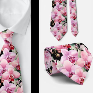 Cravate Tissu pour col de fleurs d'orchidée rose