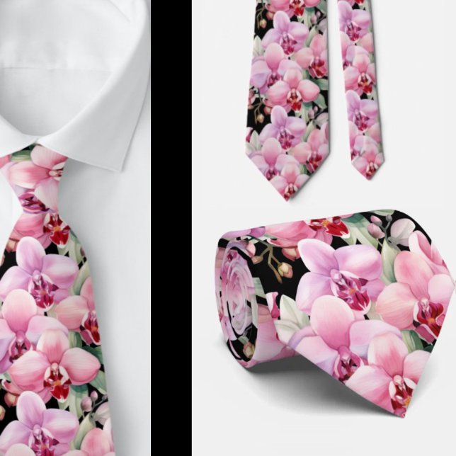 Cravate Tissu pour col de fleurs d'orchidée rose (Créateur téléchargé)