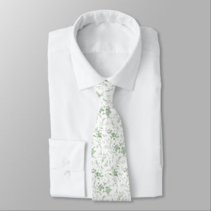 Cravate Toile Chinoiserie Vintage Floral Vert