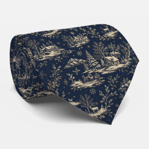 Cravate Toile de Jouy de Noël Nuit Profonde