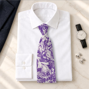 Cravate Toile de Jouy florale violette vintage
