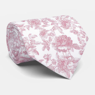 Cravate Toile fleurie rose