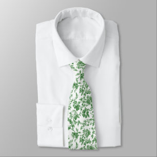 Cravate Toile florale blanche verte Chinoiserie Mariage