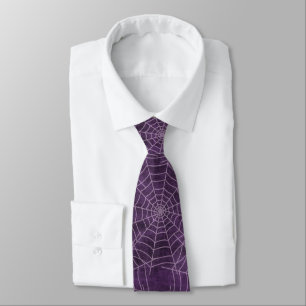 Cravate Toiles d'araignée violettes Halloween Grunge
