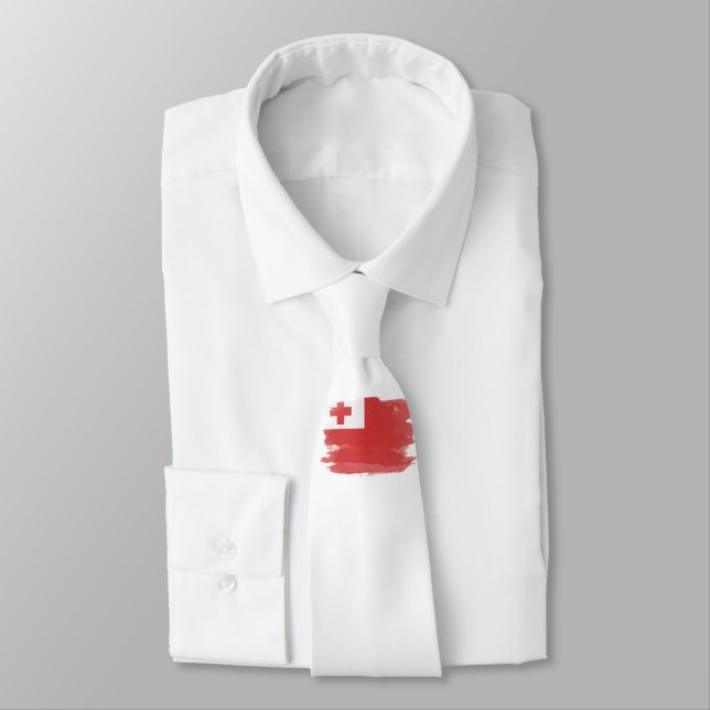 Cravate Tonga flag brush stroke, national flag (Attaché)