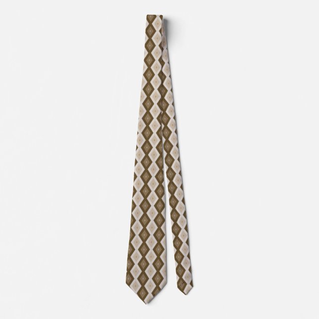Cravate Tons de motif diamant brun (Devant)