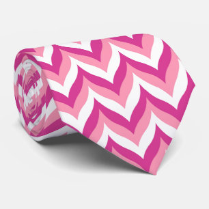 Cravate Tons Rose Et Blanc Zigzag Chevron Motif
