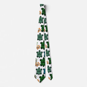 Cravate Tortue de mer tropicale motif floral Océan côtie