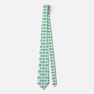 Cravate Tortue tropicale hawaïenne Aloha violet vert