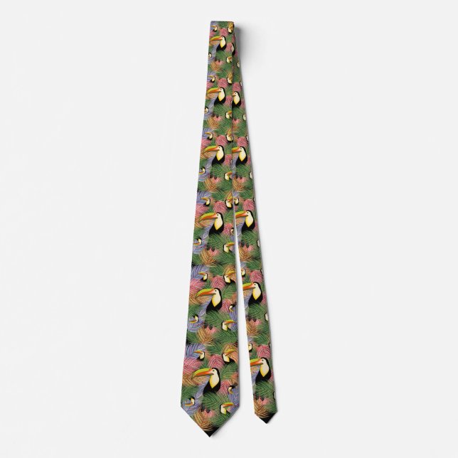 Cravate Toucans sur la Jungle Exotic Summer Motif (Devant)