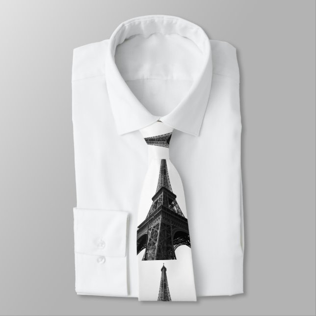 Cravate Tour Eiffel Noir & Blanc Paris Voyage européen (Attaché)