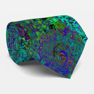 Cravate Tourbillon Abstrait Bleu Marbré et Aigue-Marine Ré
