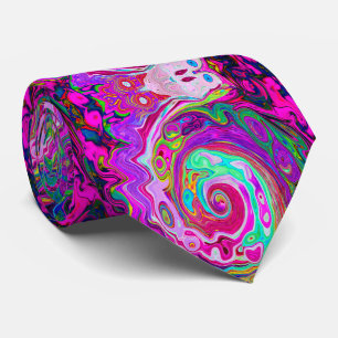 Cravate Tourbillon Abstrait Rétro Magenta Arc-en-Ciel Groo