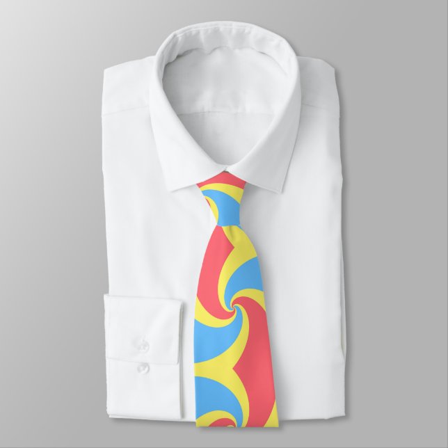 Cravate tourbillon en spirale abstrait de couleurs pastel (Attaché)