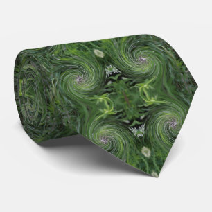 Cravate Tourbillon Floral Vert Chartreuse Rétro Abstrait F