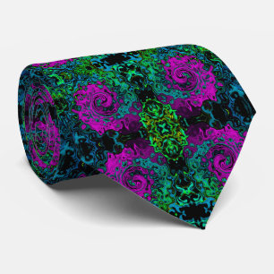 Cravate Tourbillon Liquide Abstrait Magenta Gras