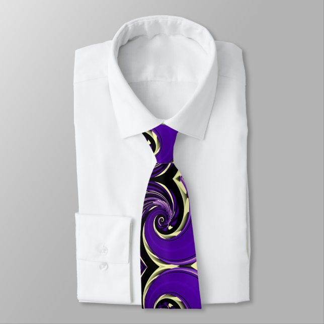 Cravate Tourbillon spirale jaune violet, motif de tourbill (Attaché)