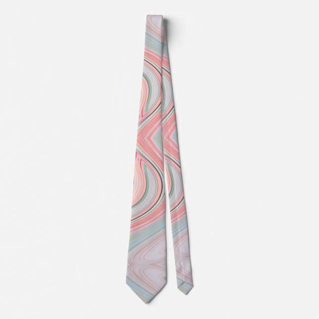 Cravate tourbillons de marbre rose corail pastel ombré (Devant)