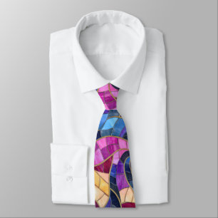Cravate Tourbillons de verre coloré Mosaïque aux accents d
