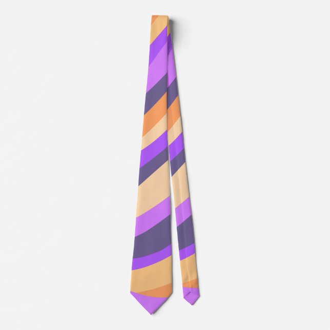 Cravate Tourbillons rétro - violet et orange (Devant)