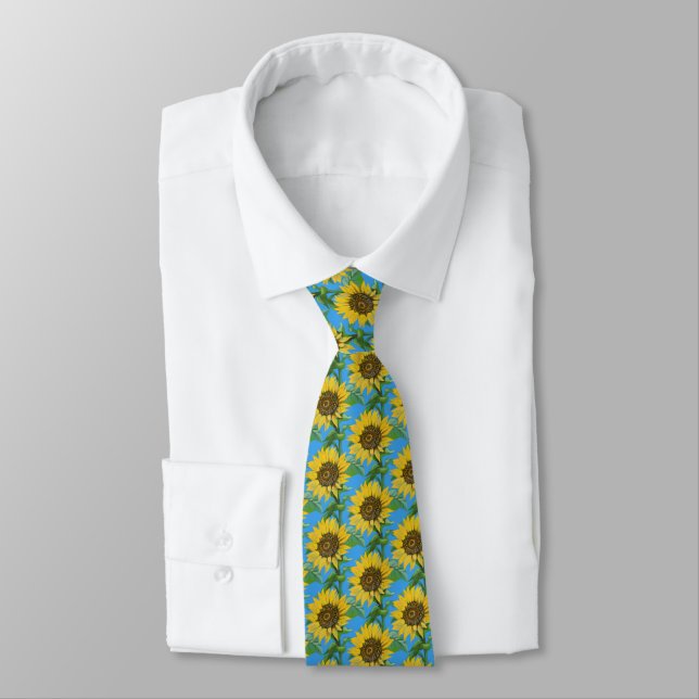 Cravate Tournesol jaune  (Attaché)