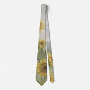 Cravate Tournesol moderne Image aquarelle et personnalisée