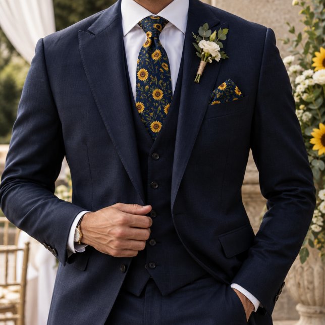 Cravate Tournesol Navy (Créateur téléchargé)
